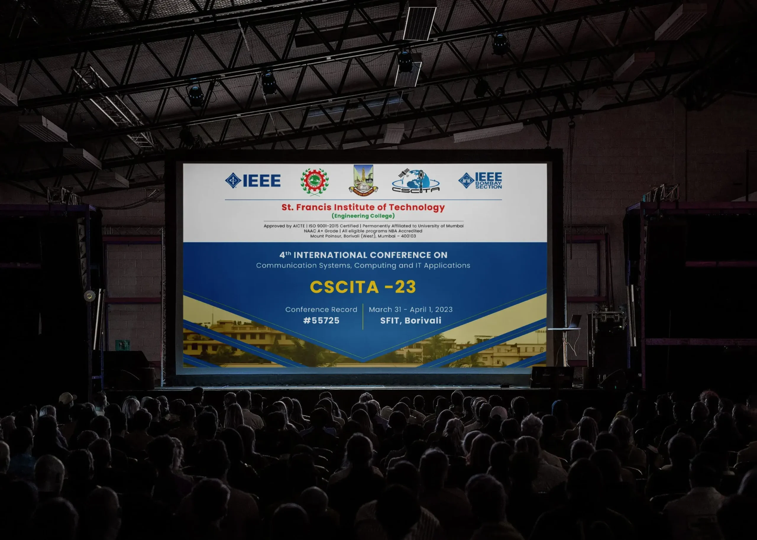 Backdrop mockup of CSCITA 2023, international confrence conducted by SFIT, Borivali.