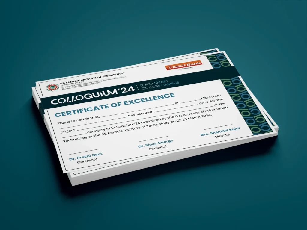 Certificates for SFIT INFT Department flagship event.