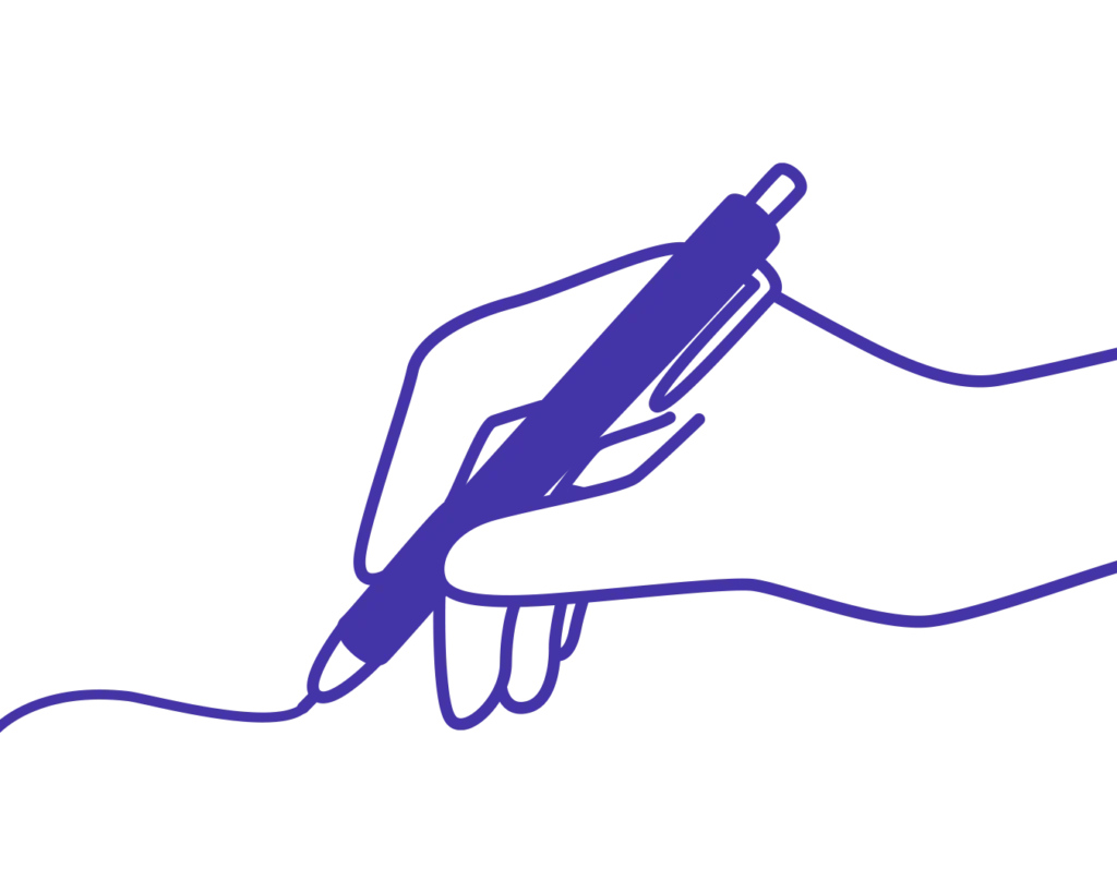 Hand sketching a line with pen made using line art style.