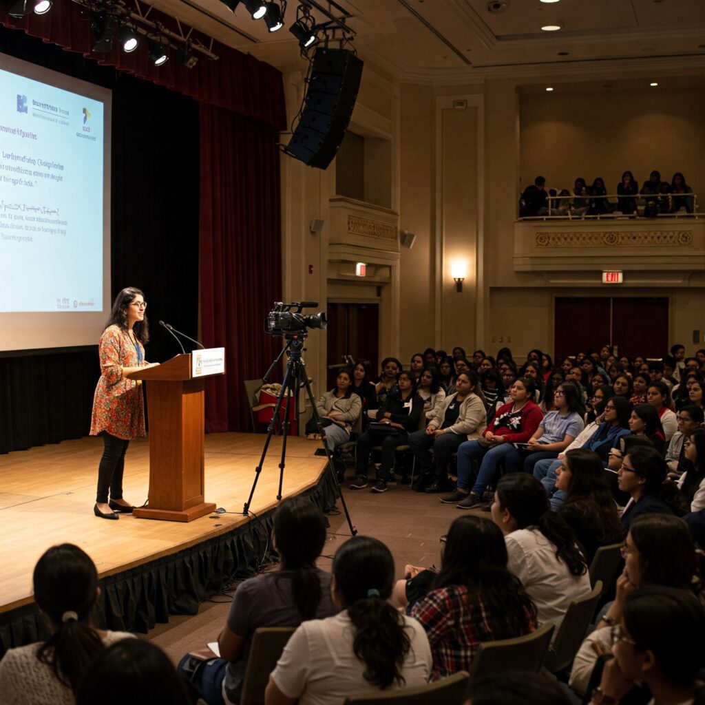 Professor giving guest lecture showcasing faculty branding benefits.