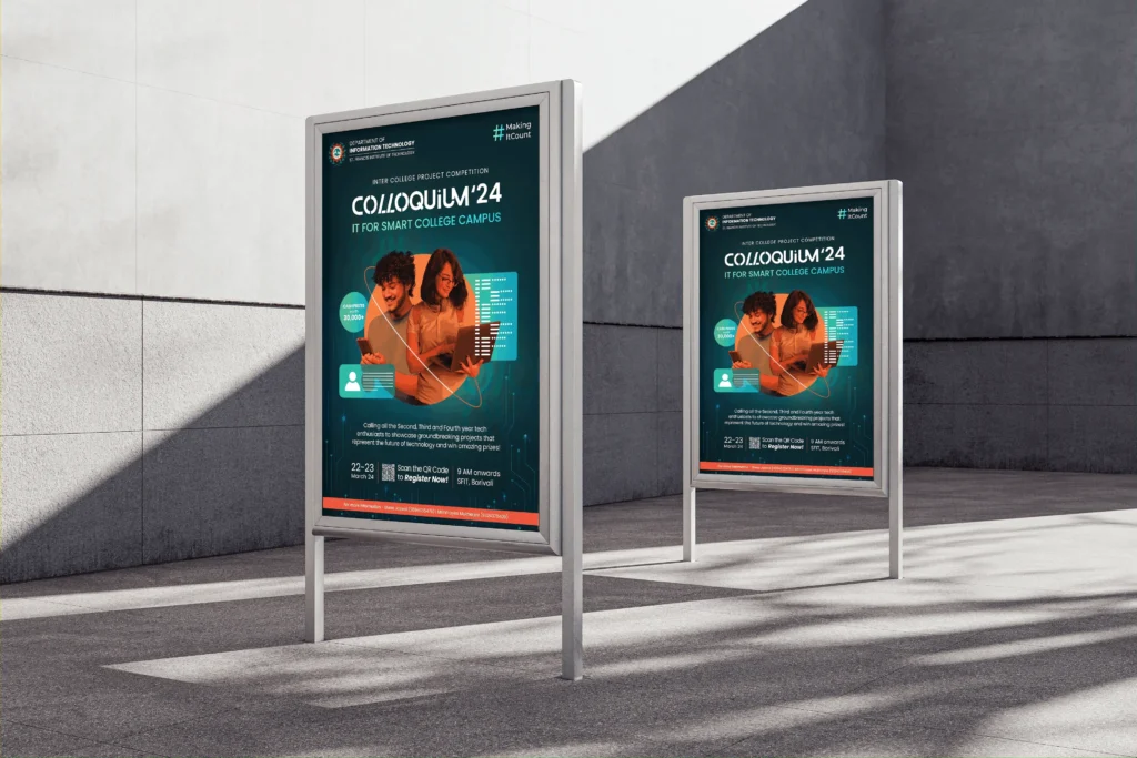 Colloquium 2024 posters put outdoors for publicity.