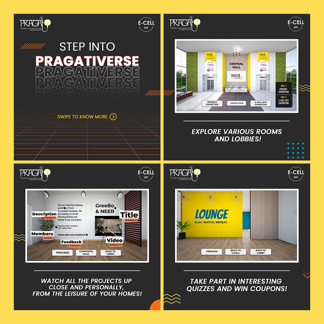 Social media posts of virtual exhibition of E-Cell SFIT conducted during COVID pandemic.