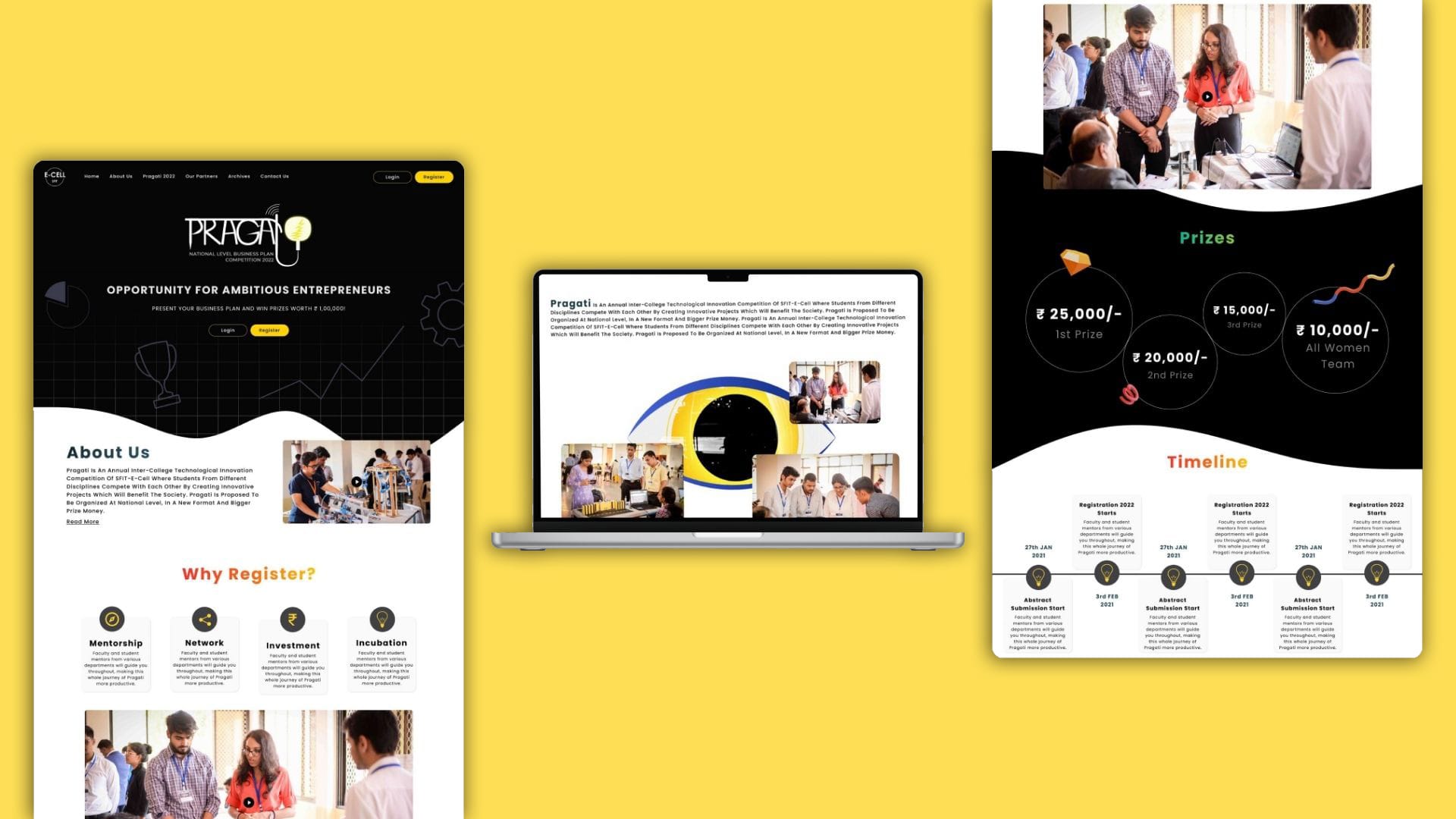 Pragati website mockup for showcase.