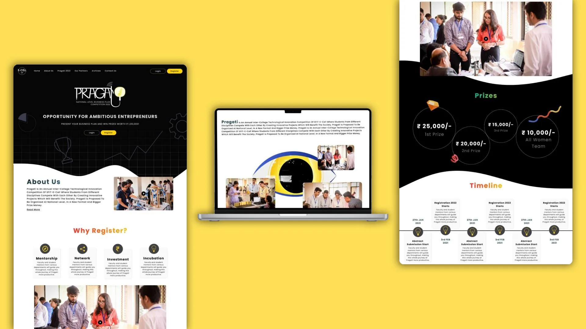 Pragati website mockup for showcase.