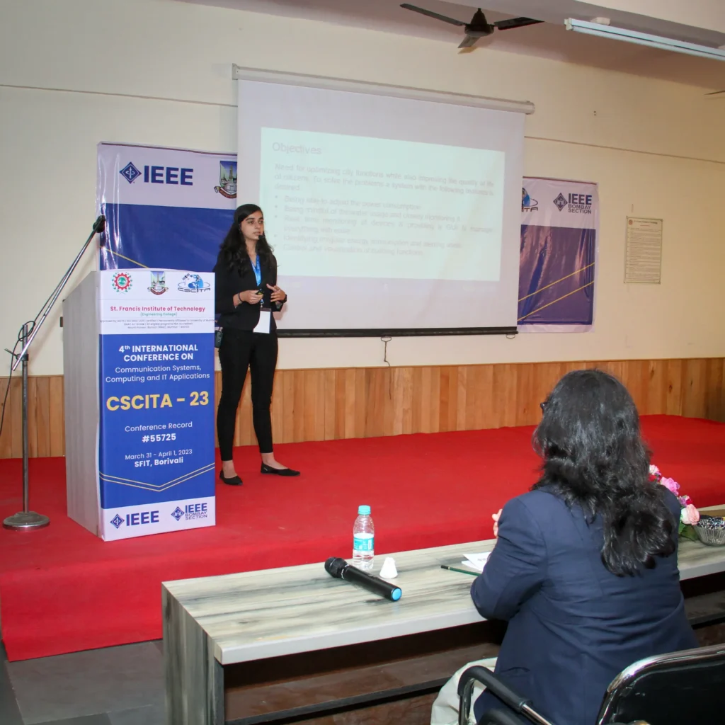 Student giving paper presentation at CSCITA conducted at SFIT, Borivali.