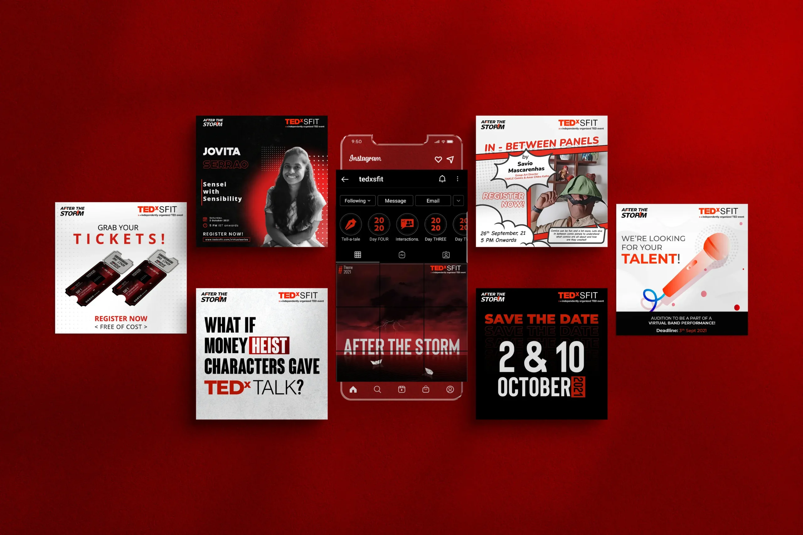 TEDxSFIT instagram feed designed by EvolvEd under higher ed marketing & campaigns service.